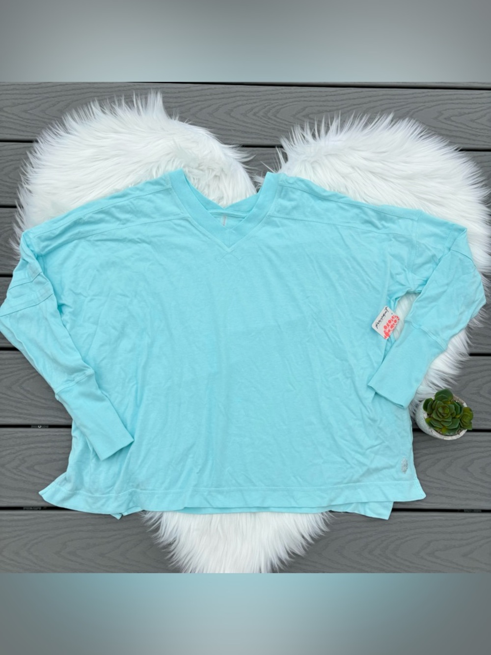 Free People Movement Mediterranean Blue Long Sleeve Shirt